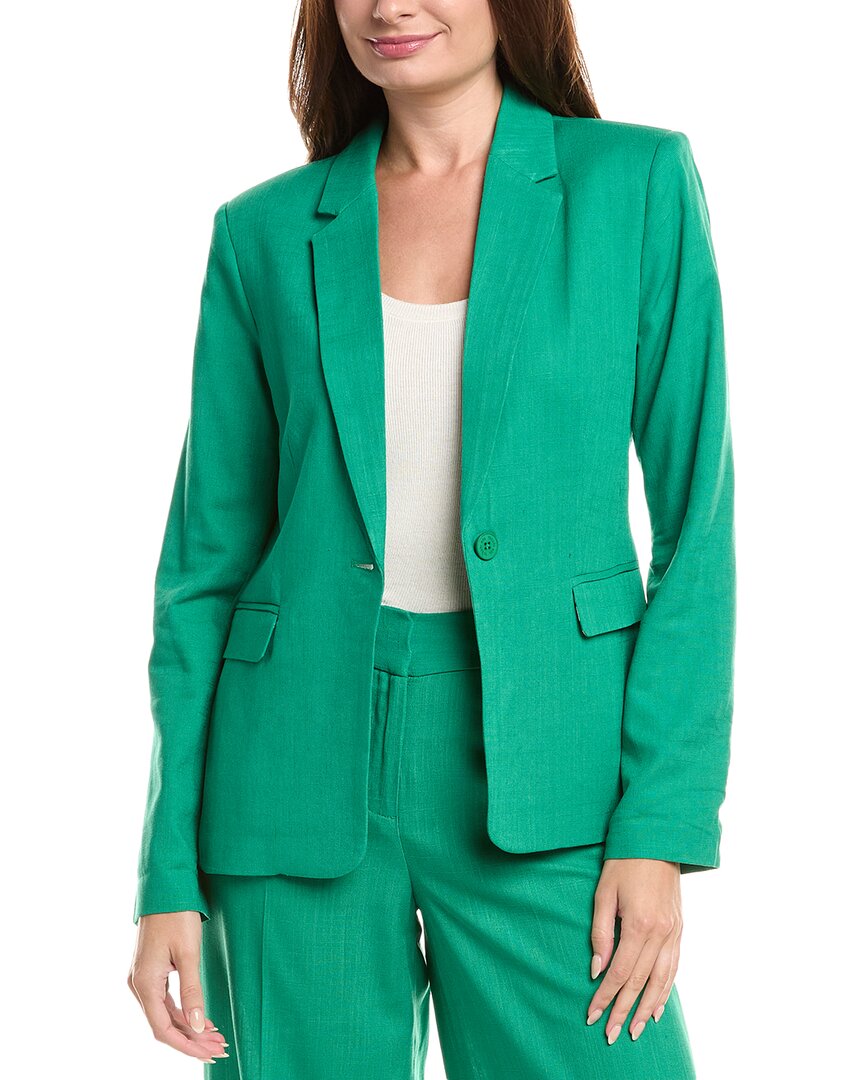 Tahari Asl Petite Linen-blend Blazer In Green
