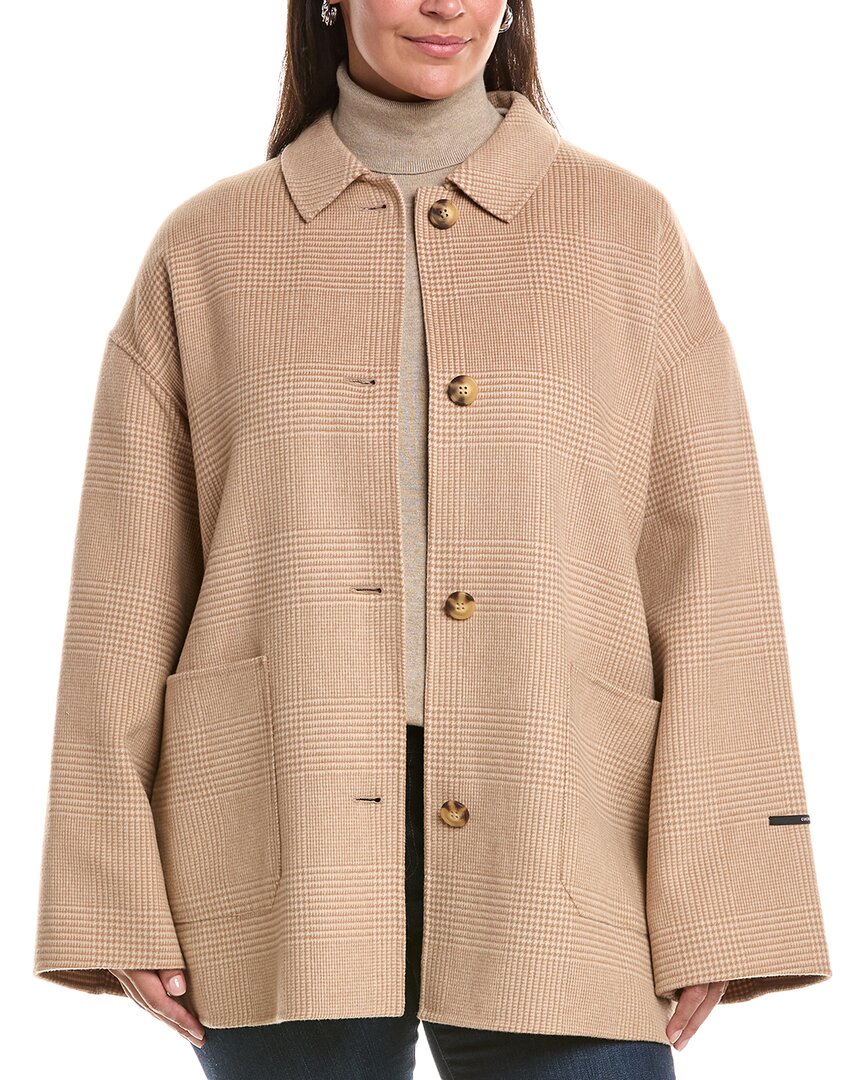 Marina Rinaldi Plus Nadia Short Wool-blend Coat In Brown