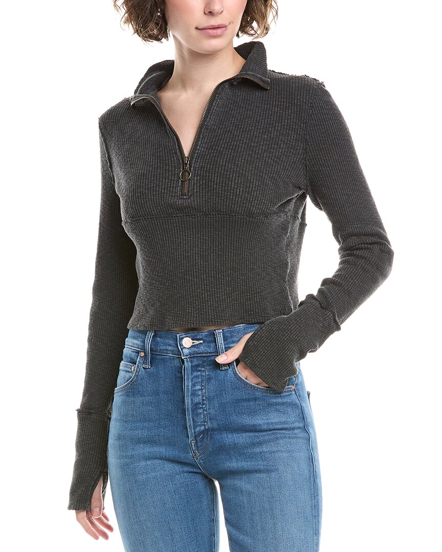 Free People Midnight 1/2-zip Pullover In Black