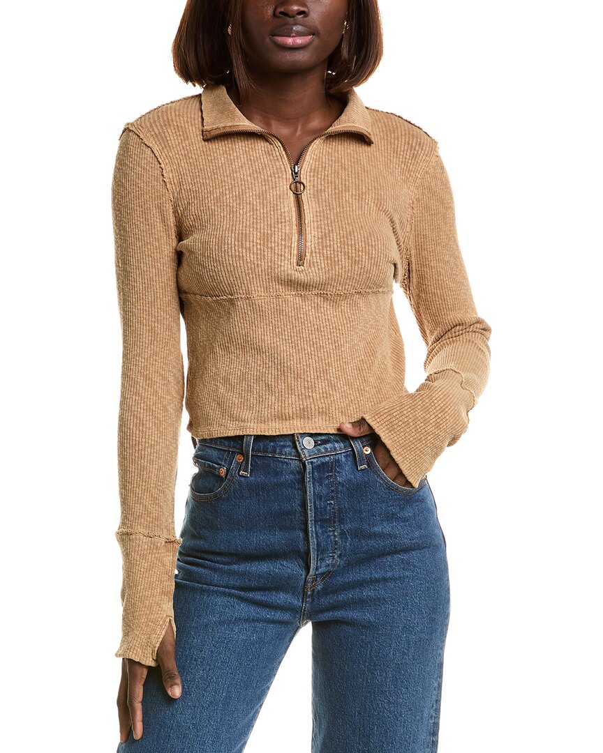 Free People Midnight 1/2-zip Pullover In Brown