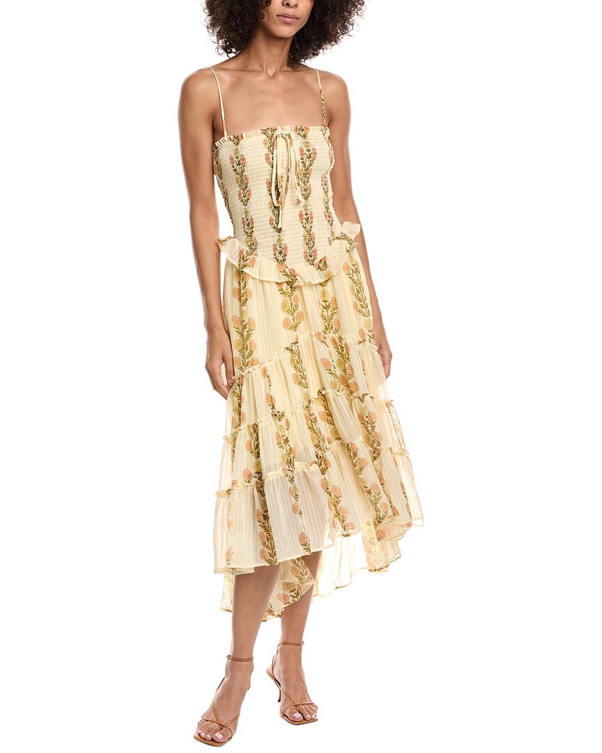 Free People Alejandra Smocked Bodice Tiered Sundress In Yellow