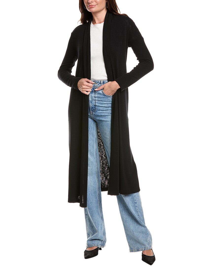 Michael Stars Izzy Longline Open Cardigan In Black
