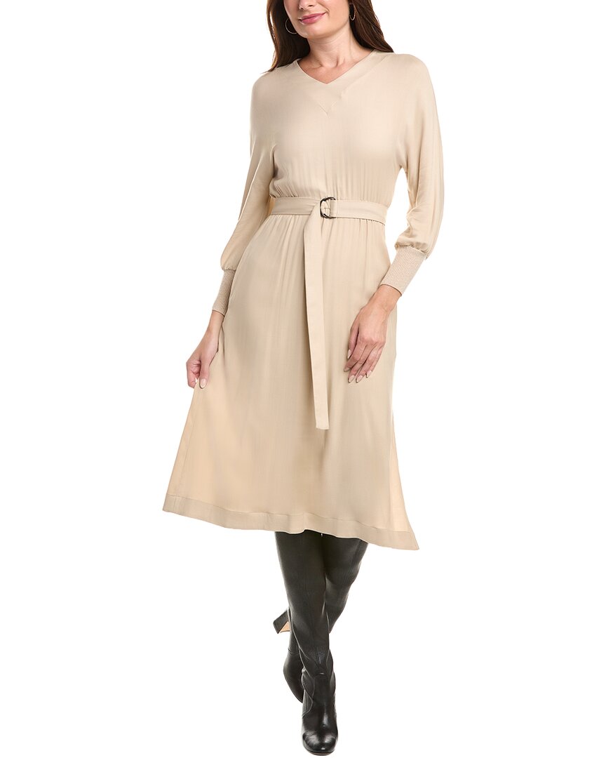 Peserico Wool & Cashmere-blend Midi Dress In Neutral