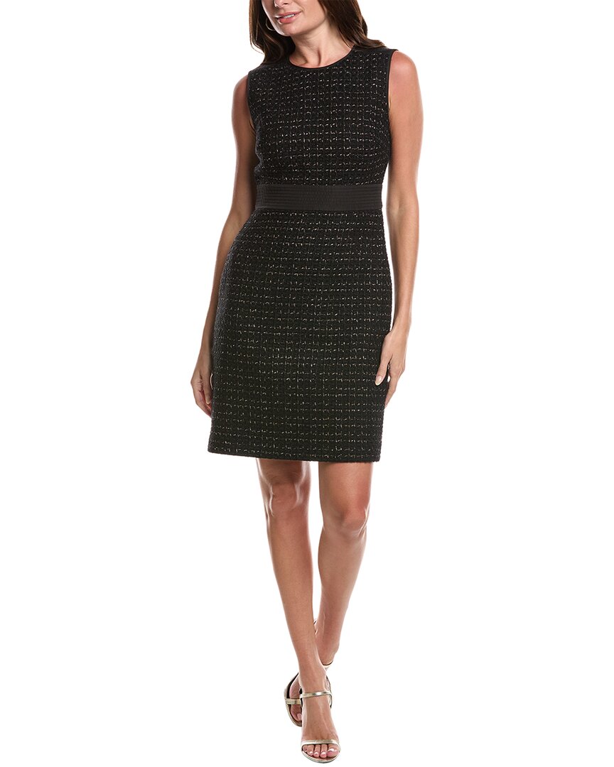 St John St. John Metallic Tweed Mini Dress In Black