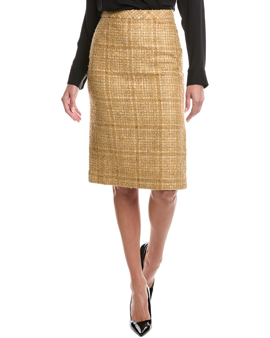 St John St. John Check Tweed Wool-blend Skirt In Brown
