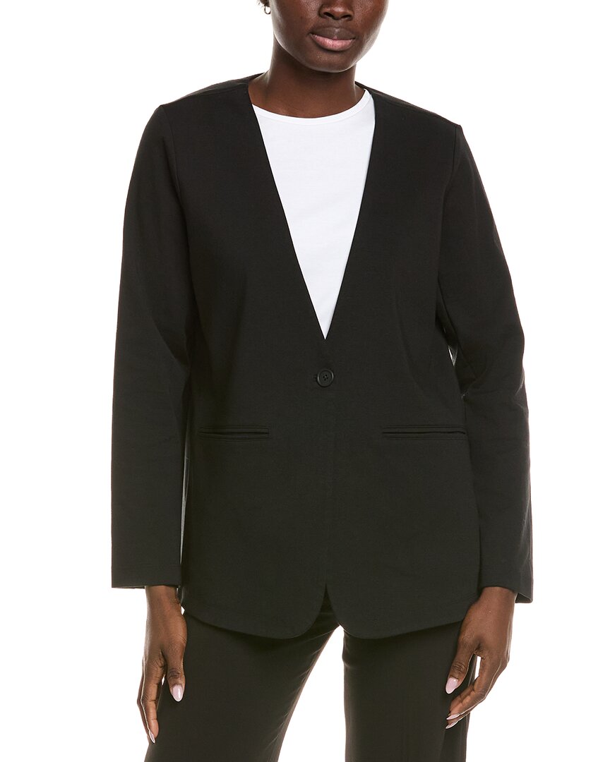 Eileen Fisher V-neck Long Jacket In Black