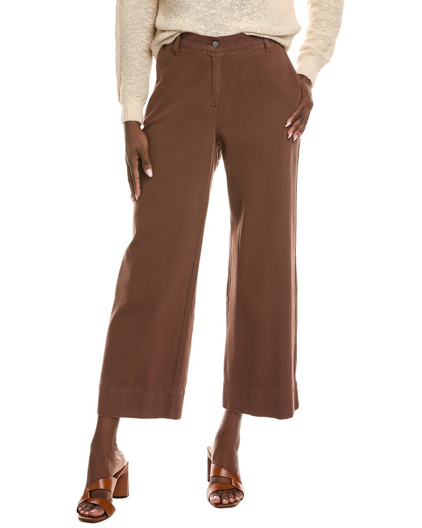 Eileen Fisher Garment-dyed Wide Ankle Pant In Brown