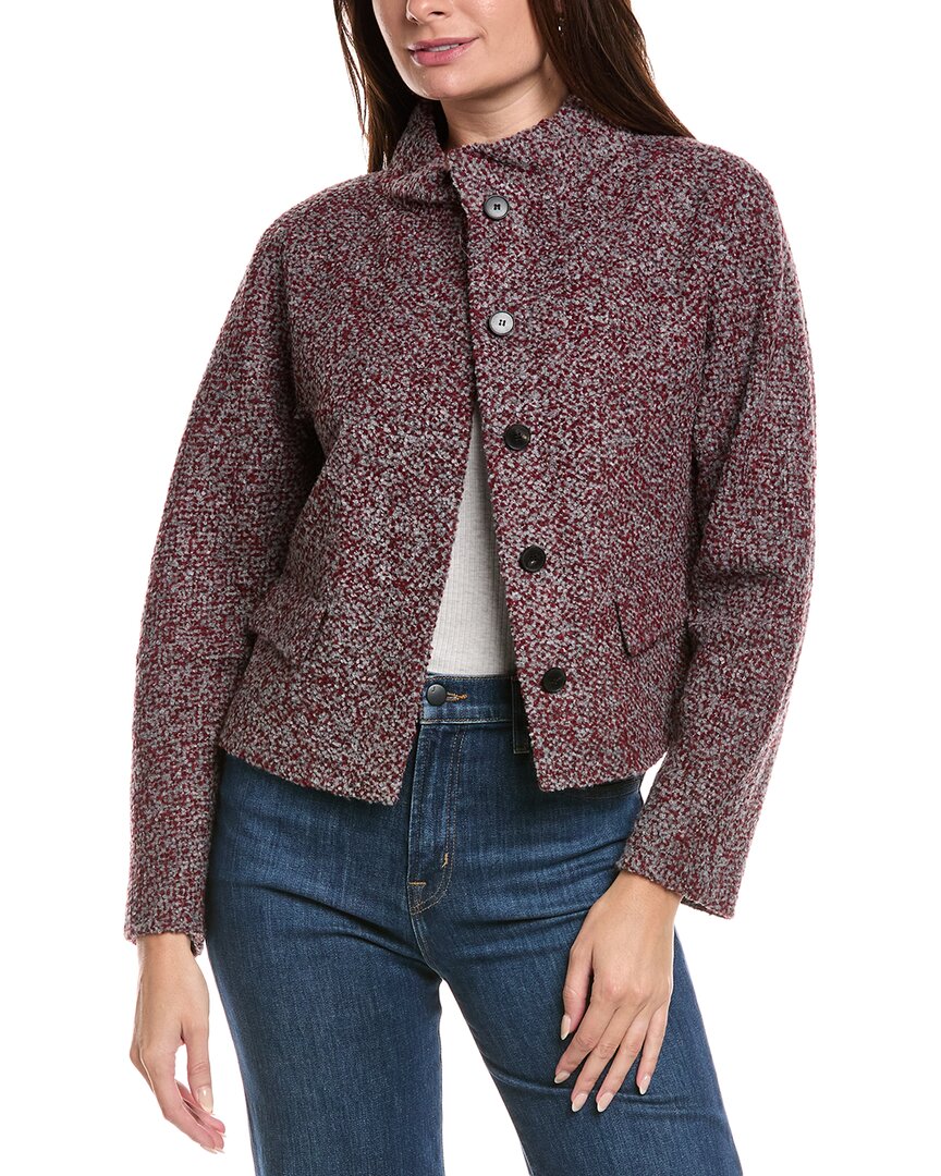 Lafayette 148 New York Cropped Wool-blend Jacket In Purple