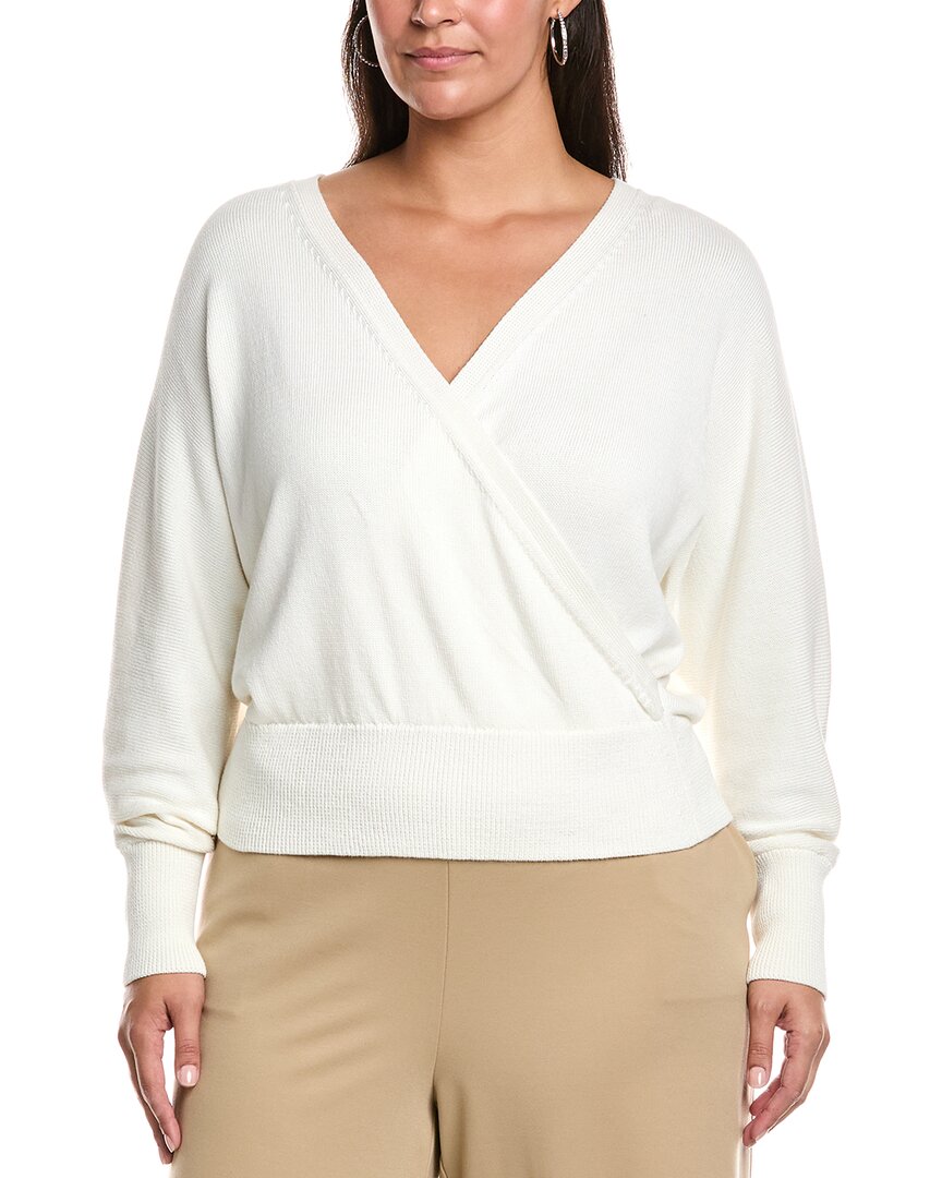 Lafayette 148 New York Plus Wrap Silk-blend Sweater In White