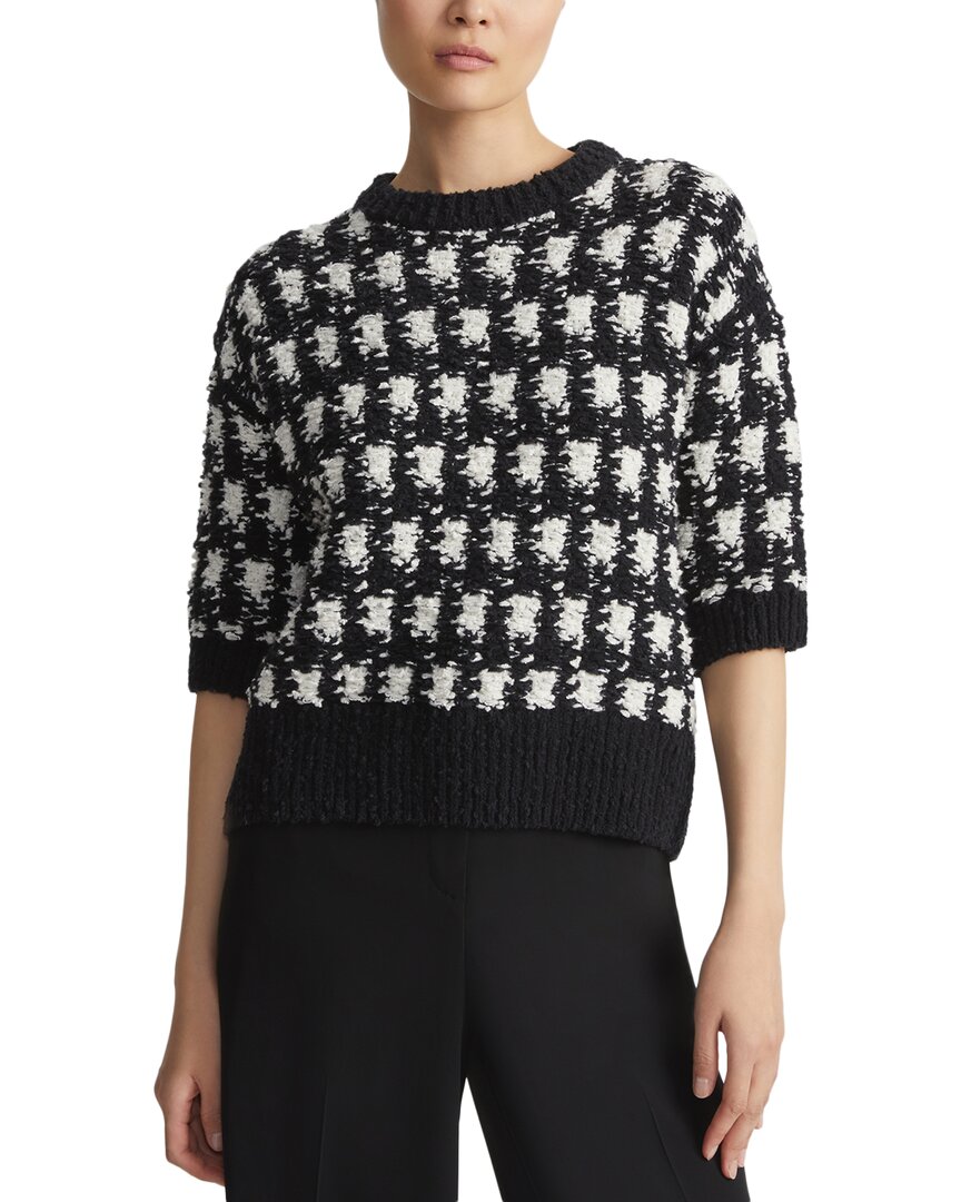 Lafayette 148 New York Houndstooth Crewneck Sweater In Black