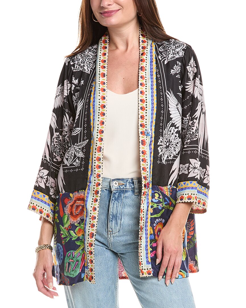 Johnny Was Jade Reversible Silk Kimono In Black