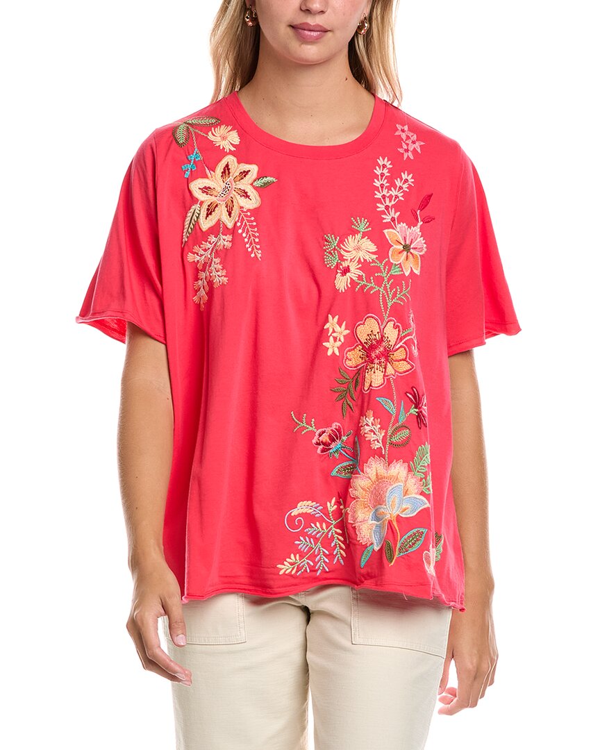 Johnny Was Plus Raw Seam T-shirt In Pink