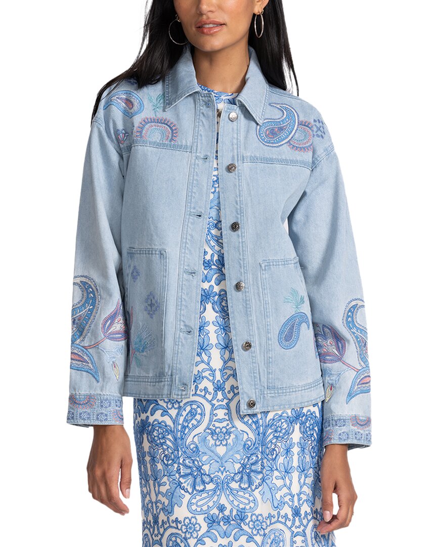 Johnny Was Trapunto Denim Chore Jacket Neilly In Denim Blue In Blue