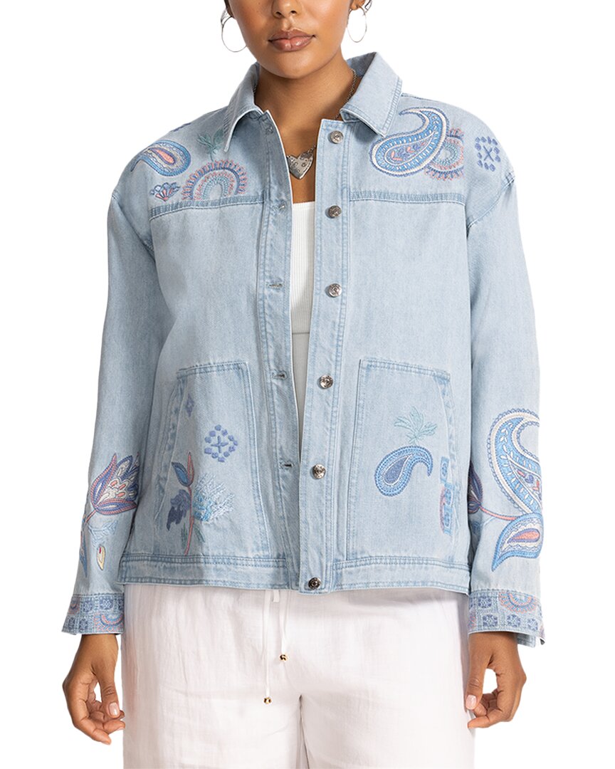 Johnny Was Trapunto Denim Chore Jacket Neilly In Denim Blue In Blue