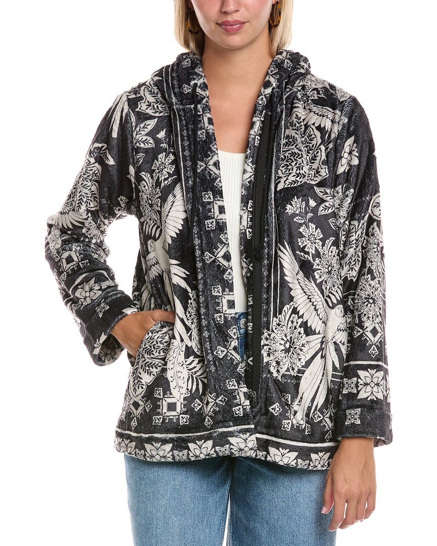 Johnny Was Joan Zip Hoodie Sherpa Jacket In Multi