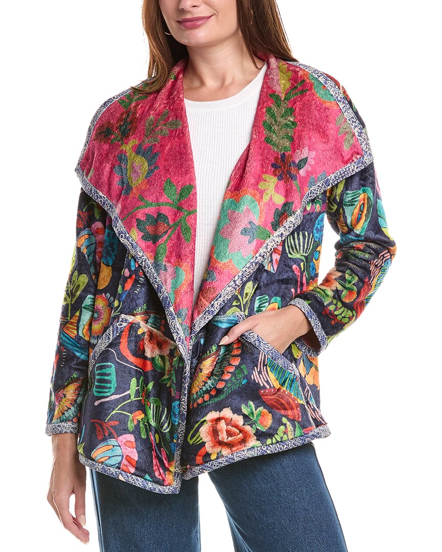 Johnny Was Joan Wrap Binded Reversible Sherpa Jacket In Multi