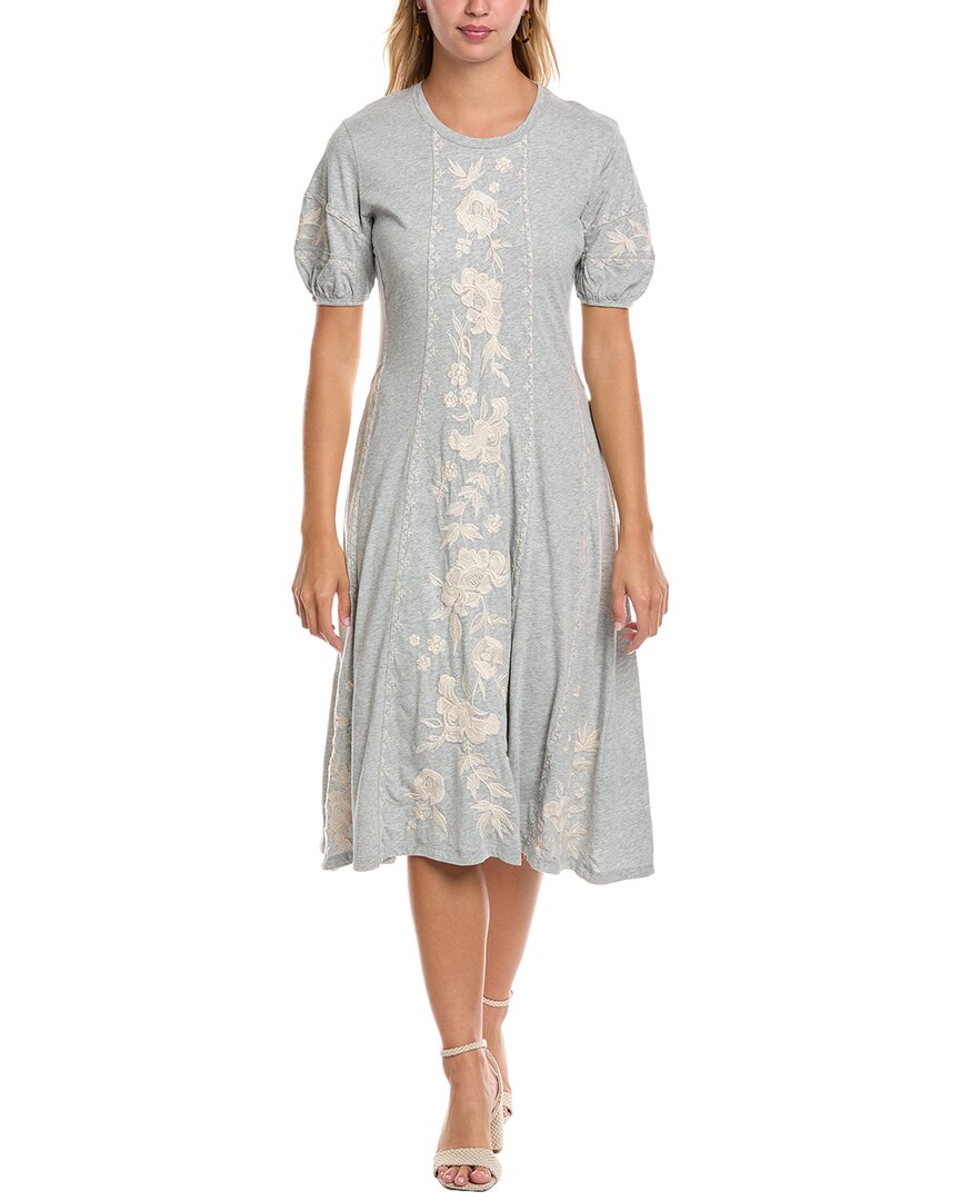 Johnny Was Seamed Knit Midi Dress In Gray