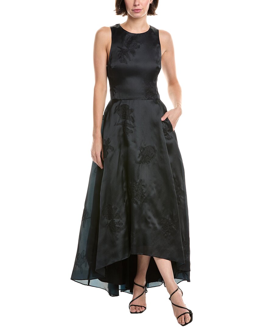 Rebecca Taylor Stitched Silk Maxi Dress In Black