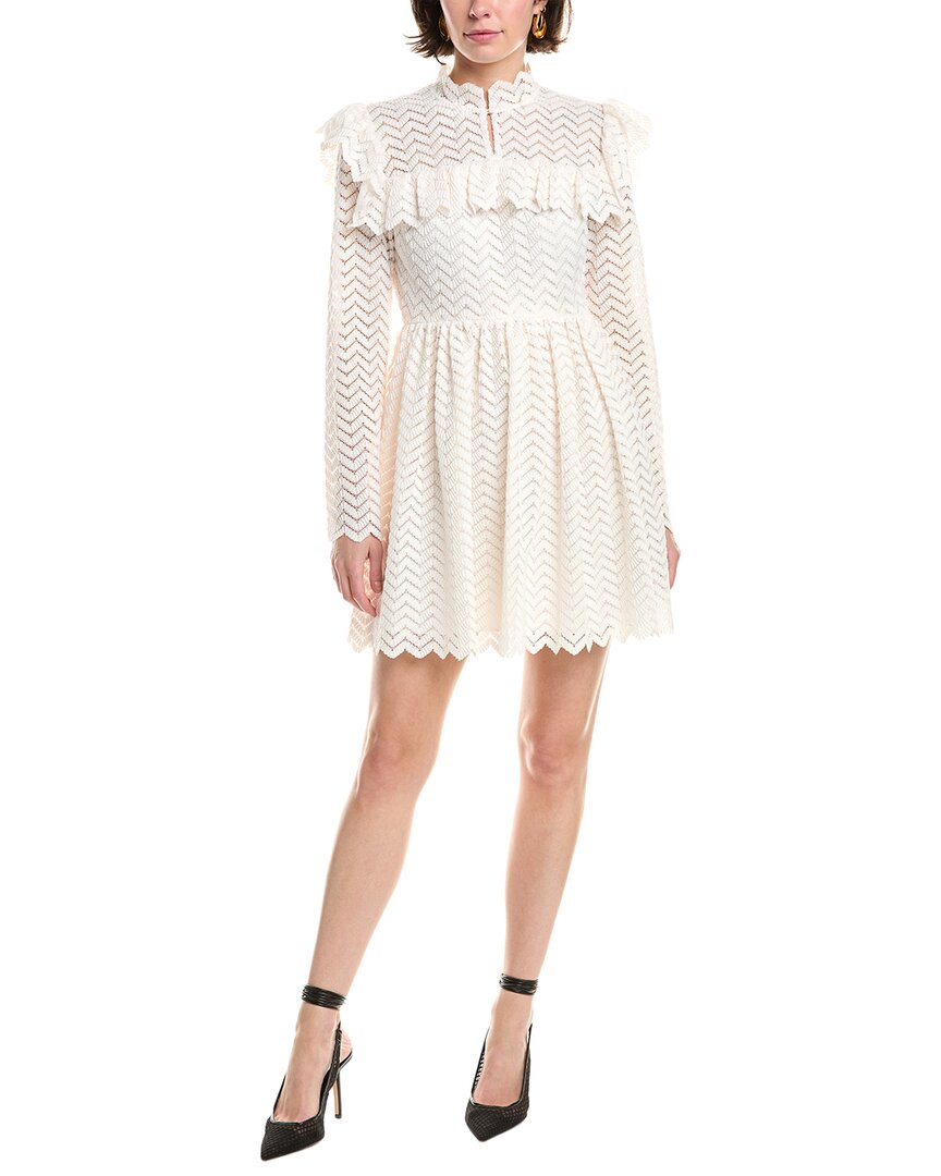 Rebecca Taylor Chevron Lace Mini Dress In White