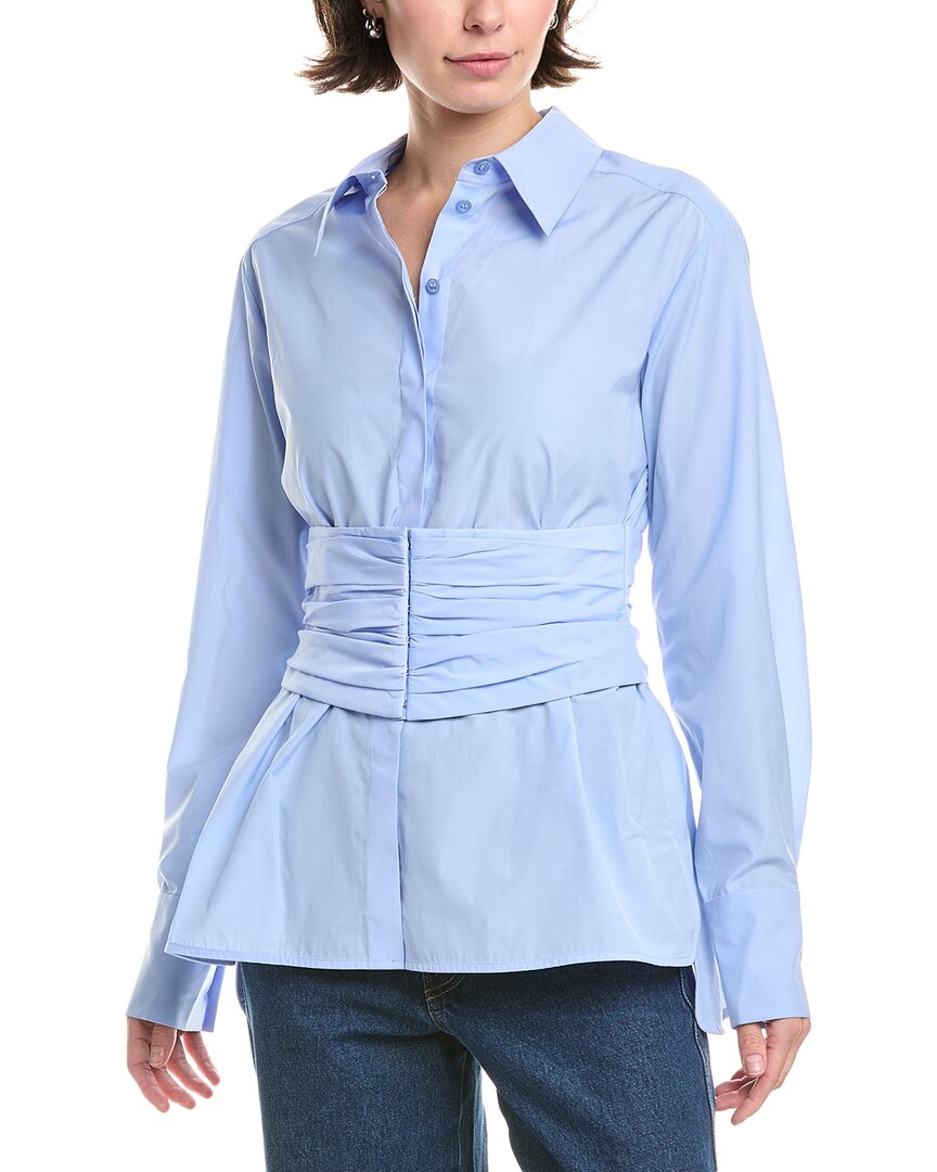 Rebecca Taylor Corseted Button Down In Blue