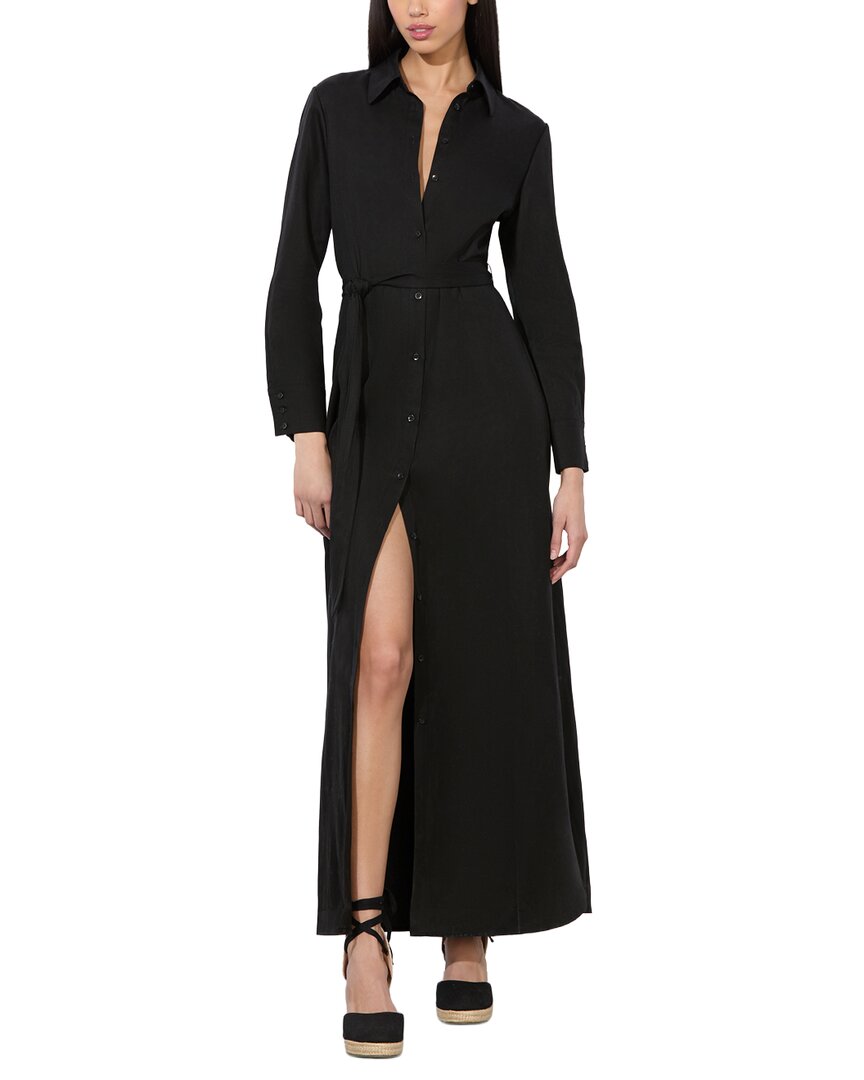 Alice And Olivia Chassidy Linen-blend Dress In Black
