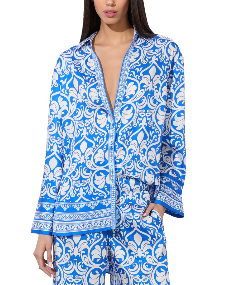 Alice And Olivia Alice + Olivia Kiva Shirt In Blue