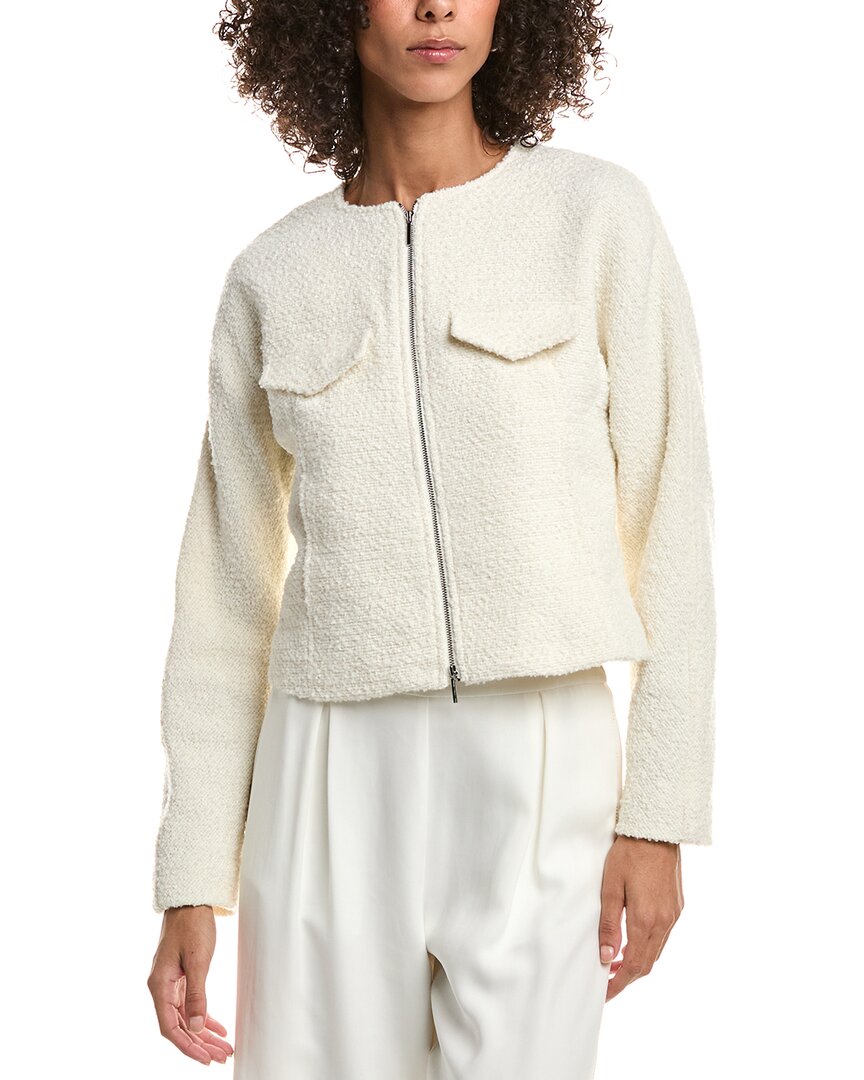 Derek Lam 10 Crosby Prewett Zip Front Wool-blend Jacket In White