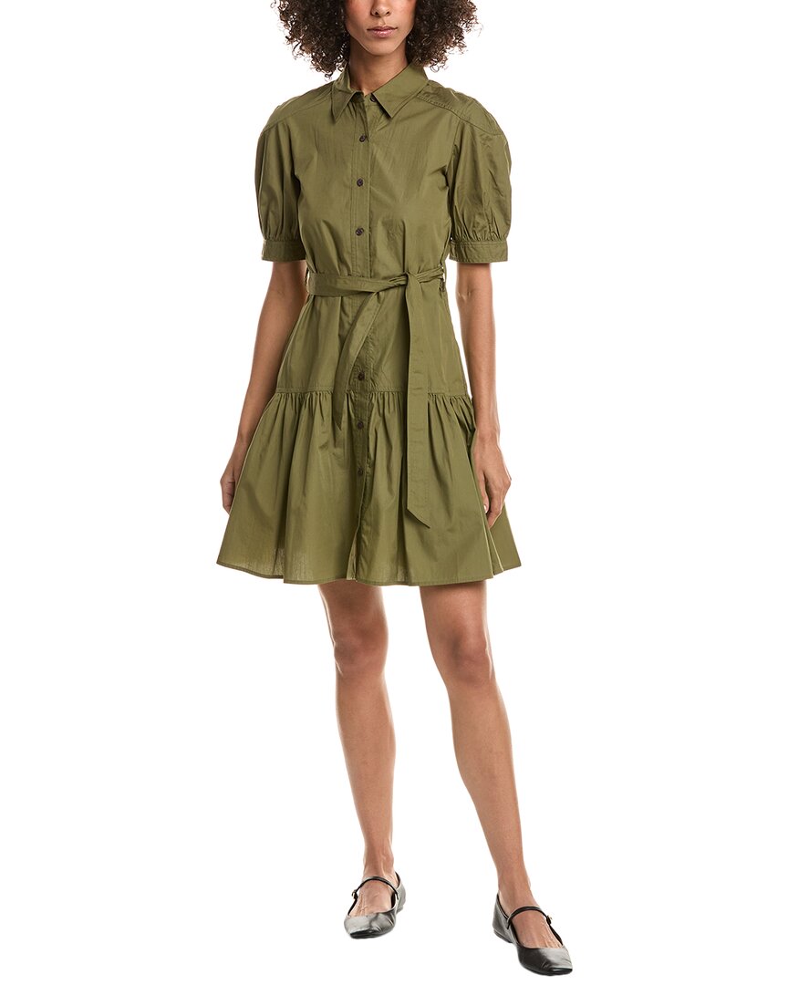 Derek Lam 10 Crosby Luma Cotton A-line Shirtdress In Green