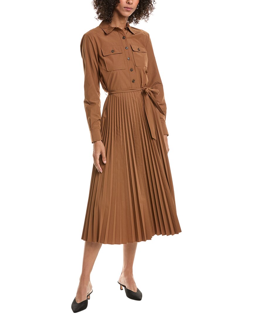 Derek Lam 10 Crosby Kenza Pleated Midi Dress In Brown