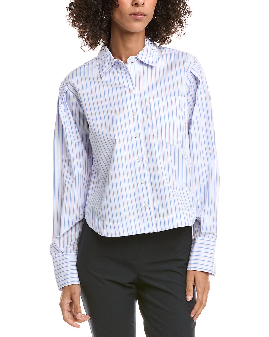 Derek Lam 10 Crosby Estrella Striped Cropped Button-up Shirt In Blue