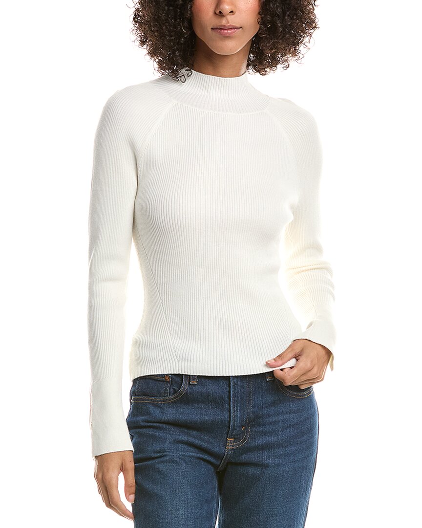 Derek Lam 10 Crosby Kassandra Mock Neck Wool-blend Sweater In White