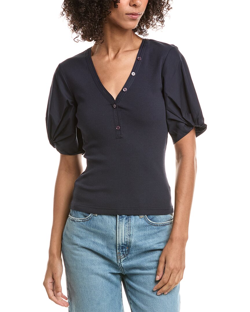 Derek Lam 10 Crosby Fallon Mixed Media T-shirt In Blue