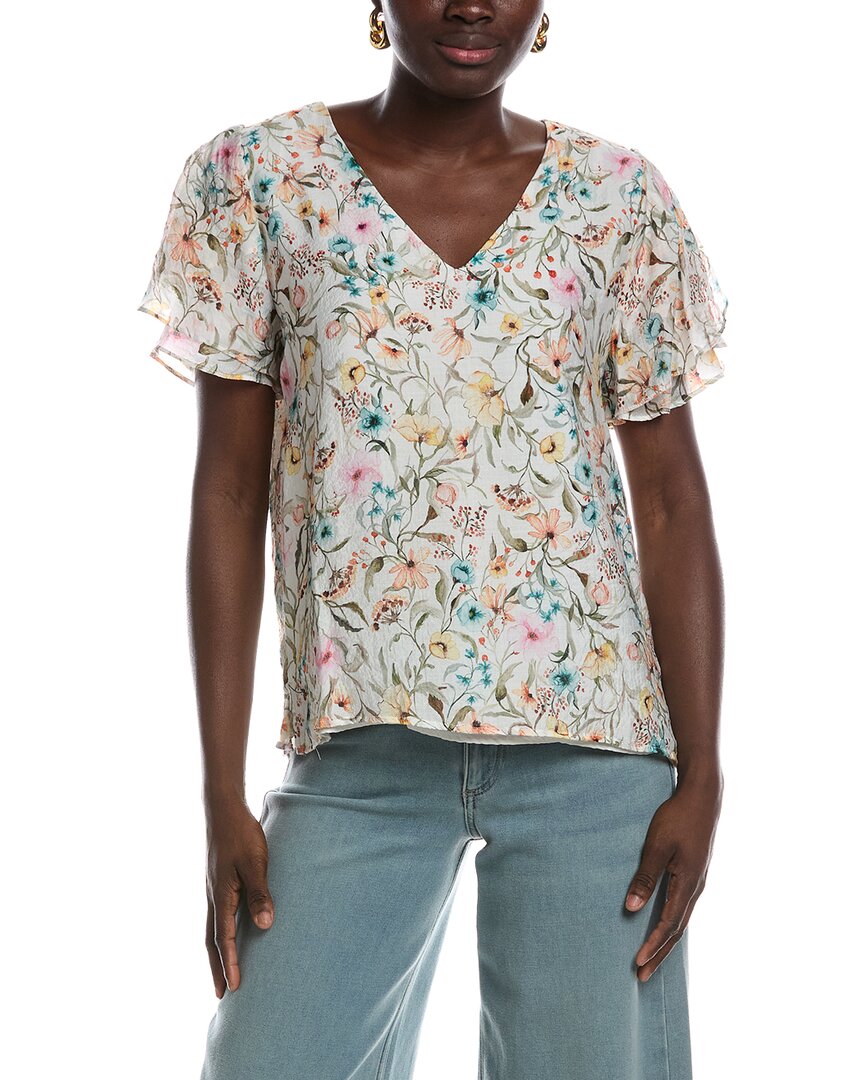Vince Camuto V-neck Tulip Sleeve Blouse In White