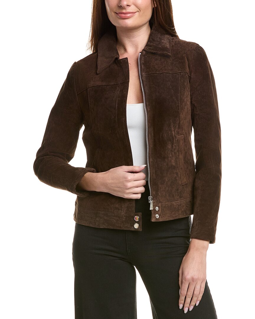 Nicole Miller Suede Jacket In Brown