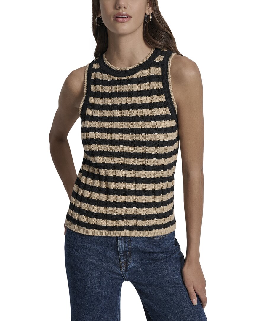 Dkny Ribbed Striped Tank In Brown