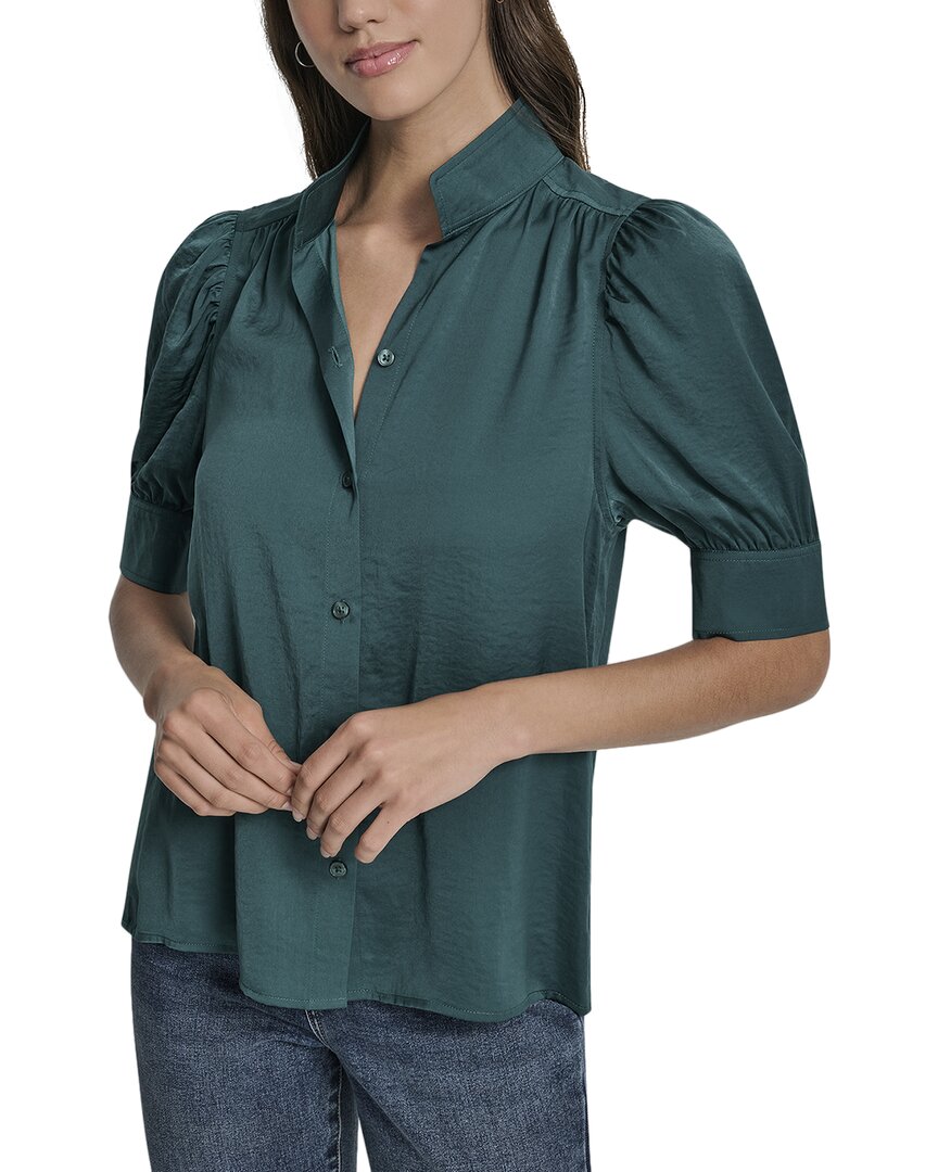 Dkny Puff Sleeve Shirt In Green