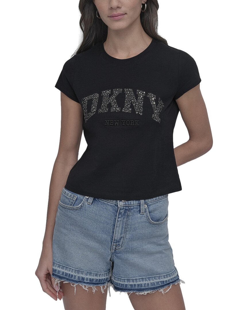 Dkny Arched Dome Stud Fitted Baby T-shirt In Black