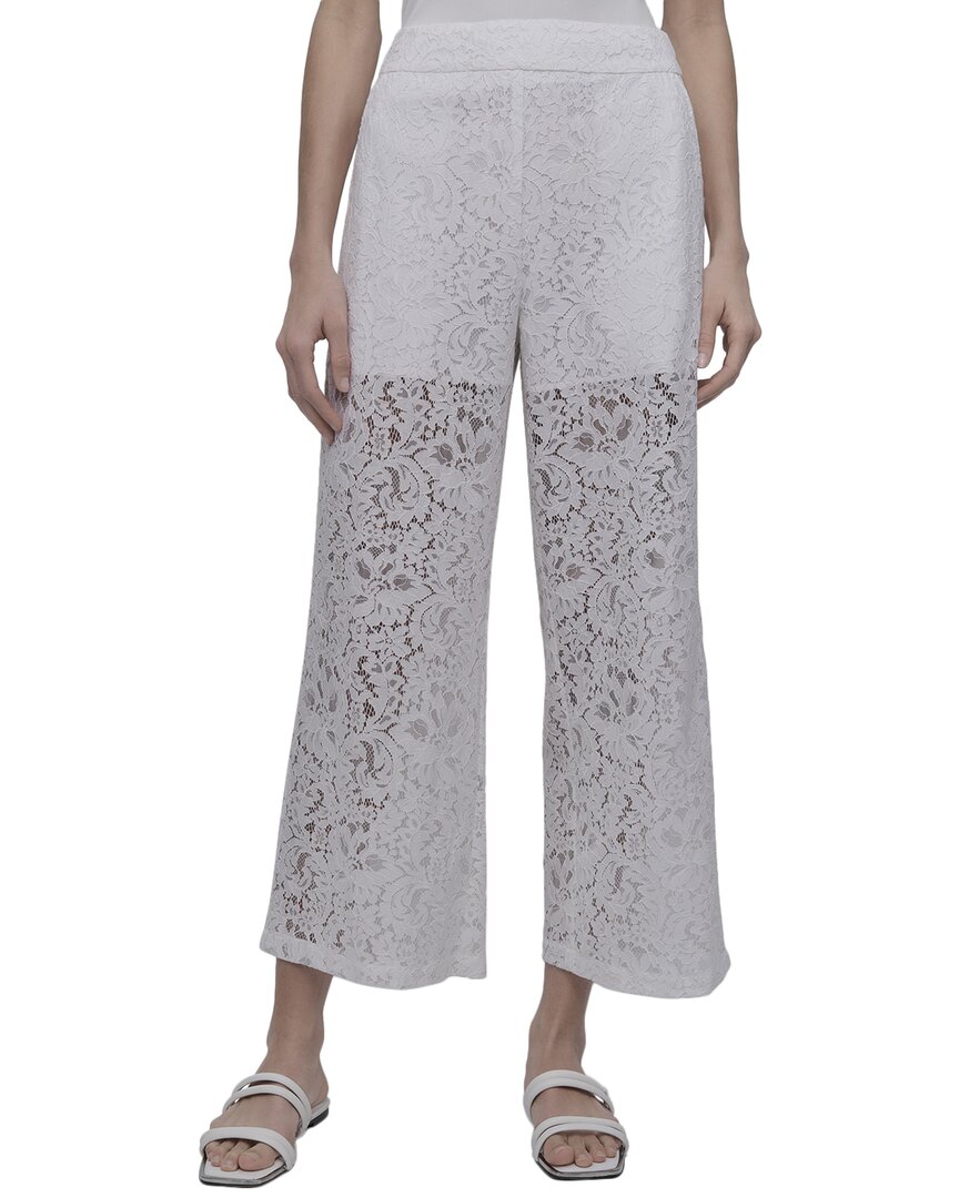 Dkny Lace High-waist White Straight Leg Cropped Trouser In White
