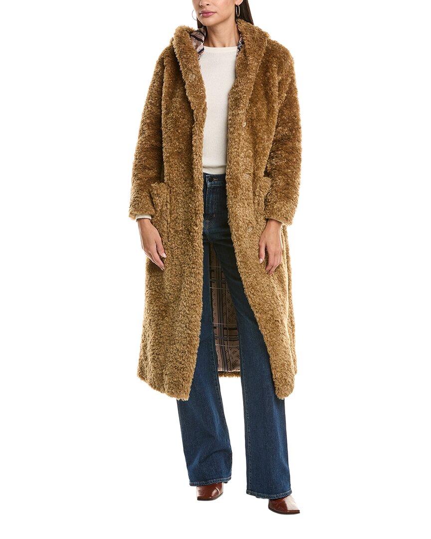 Herno Coat In Curly Faux Fur In Brown