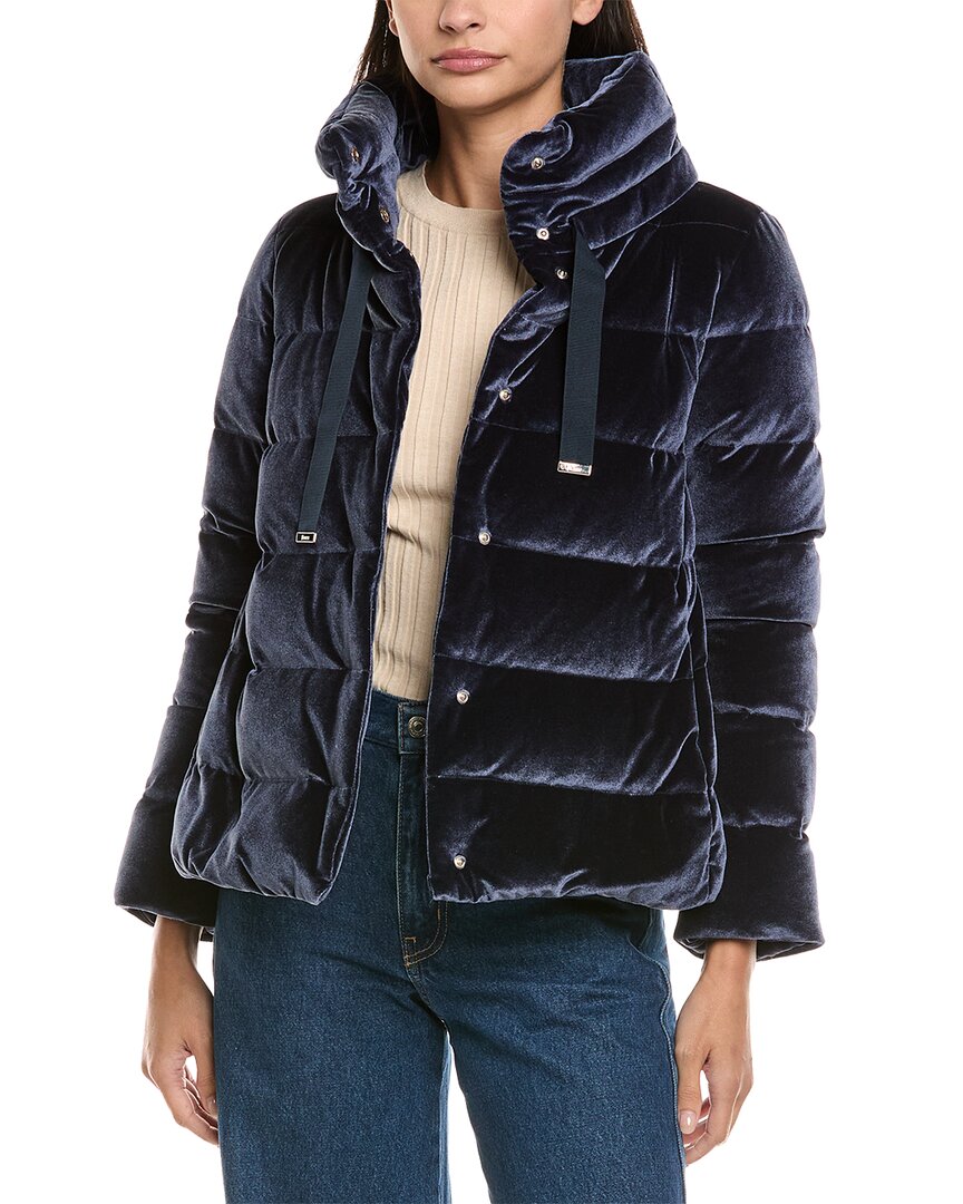 Herno Jacket In Smooth Velvet In Blue