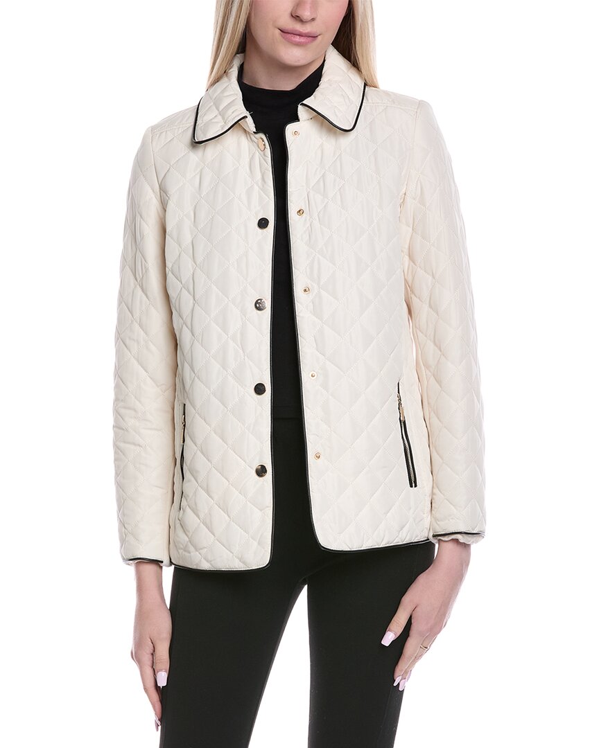 Jones New York Quilted Snap Front Jacket In Neutral