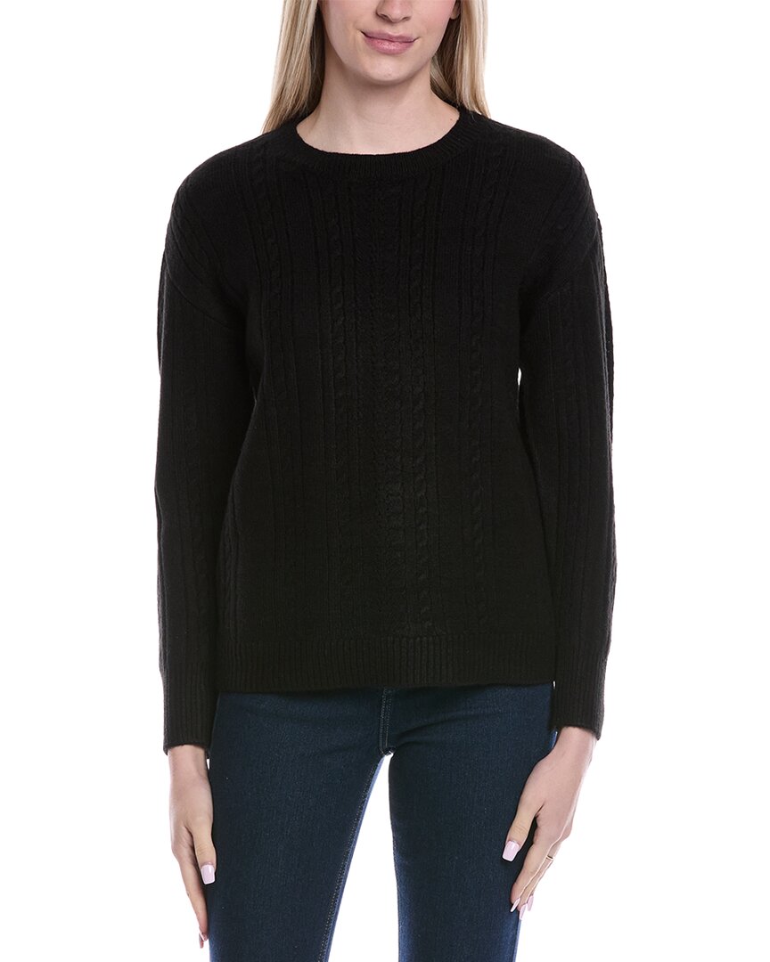 Jones New York Mix Stitch Crew Neck Sweater In Black