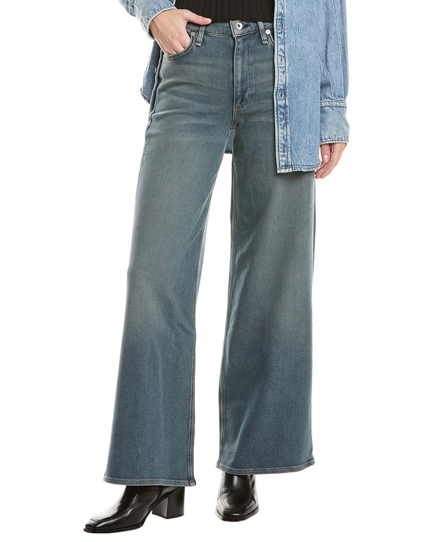 Rag & Bone Ultra Stretch Serena High-rise Medium Wash Wide Leg Jean In Blue