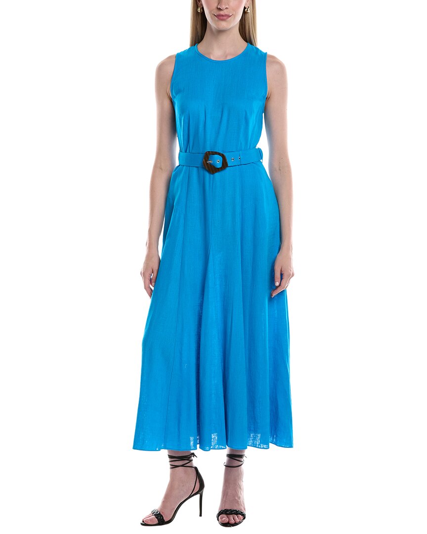 Diane Von Furstenberg Elliot Linen-blend Midi Dress In Blue