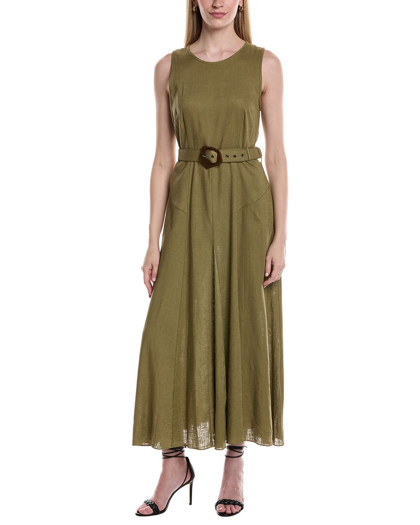 Diane Von Furstenberg Elliot Linen-blend Midi Dress In Green