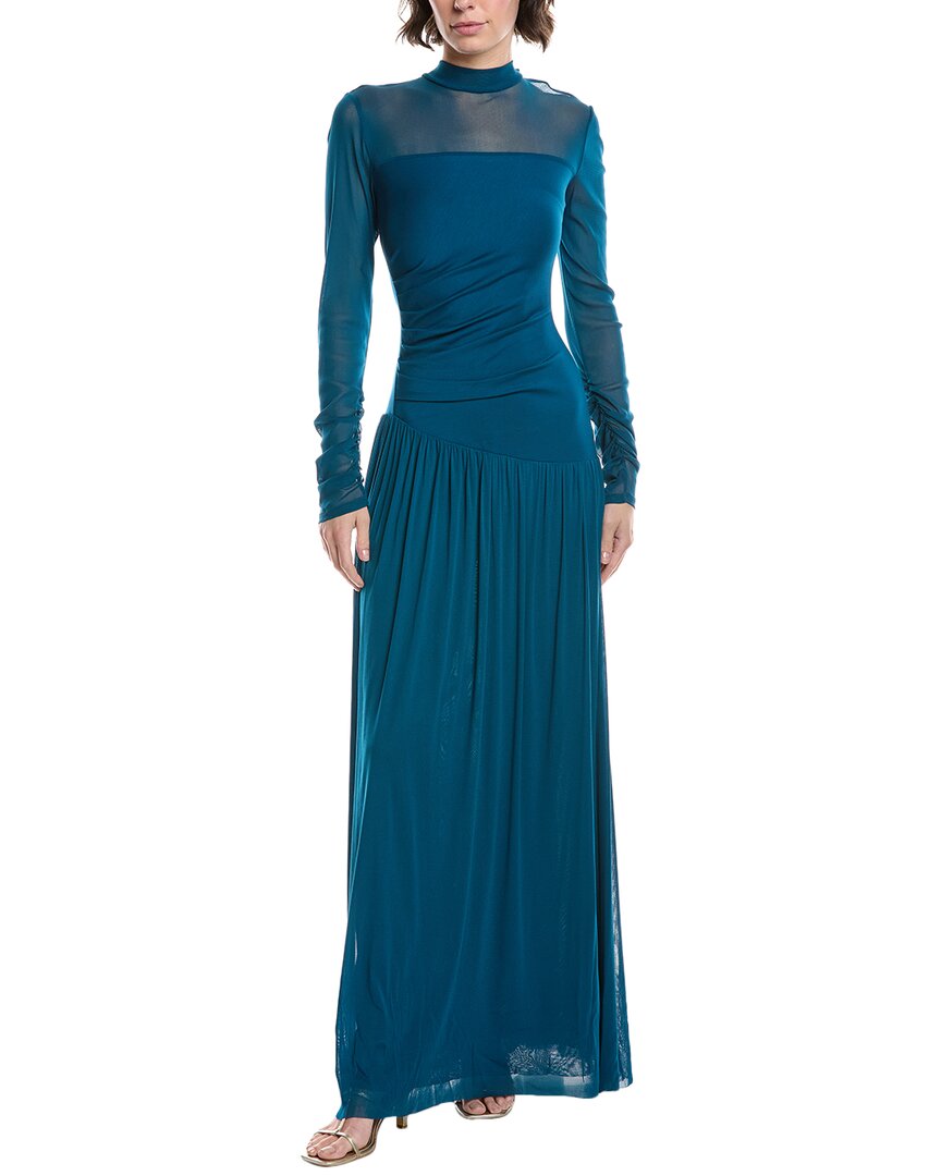 Diane Von Furstenberg Kirstie Ruched Mock-neck Maxi Dress In Blue