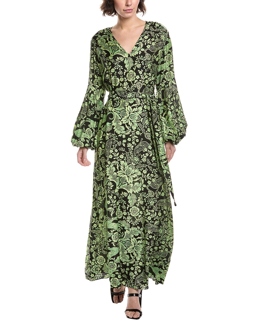 Diane Von Furstenberg Sal Silk-blend Maxi Dress In Green