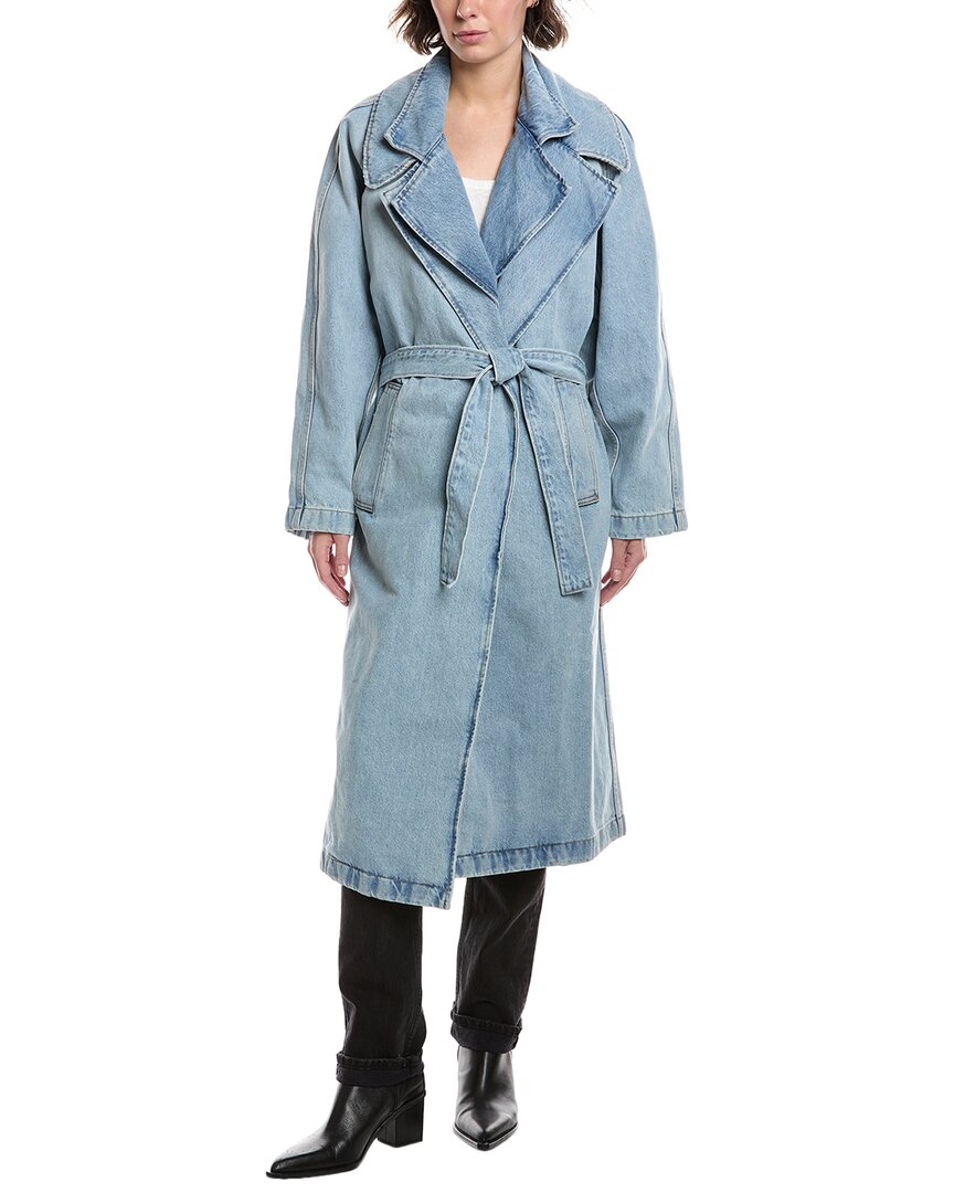 7 For All Mankind Reverse Trench Coat In Blue