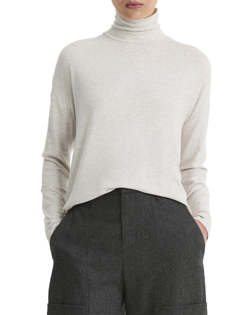 Vince Relaxed Turtleneck Top In White