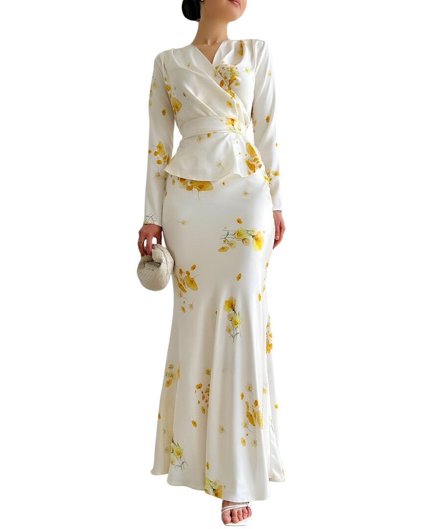 Olivia Taylor 2pc Blouse & Skirt Set In White